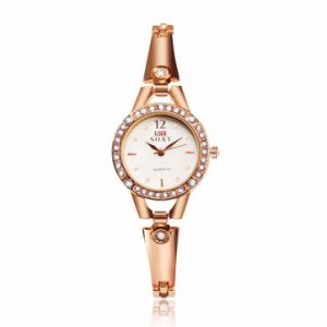 SOXY Luxury Watch Simple Alloy Rose Gold Rhinestone Women Watch