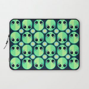 Sad Alien and Daisy Nineties Grunge Pattern Computer Cover by chobopop - Laptop Sleeve - 13"