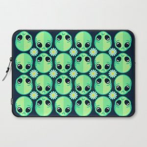 Sad Alien and Daisy Nineties Grunge Pattern Computer Cover by chobopop - Laptop Sleeve - 15"