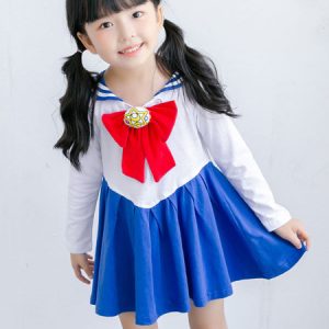 Sailor Moon Costume Kids Halloween Girls Blue Dresses