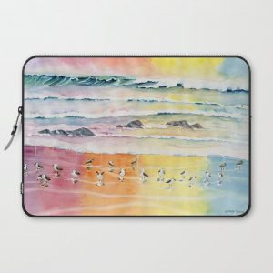 Sandpipers on Beach Computer Cover by Melly Terpening - Laptop Sleeve - 15"