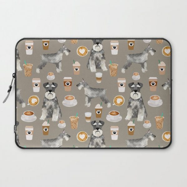 Schnauzer coffee dog breed pet art pure breed cafes pupuccino Computer Cover by schnauzer network - Laptop Sleeve - 15"