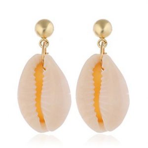 Seashell Shaped Glod Metal Earrings for Lady - One Size