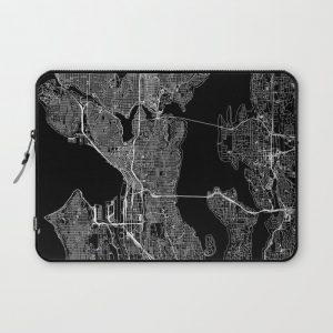 Seattle Black Map Computer Cover by multipliCITY - Laptop Sleeve - 13"