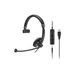 Sennheiser SC 45 USB MS Headset - Stereo - Mini-phone - Wired - 60 Hz - 16 kHz - Over-the-head - Binaural - Supra-aural - 3.67 ft Cable - Black