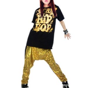 Sequined Dance Costumes Women's Printed T Shirt With Harem Pants