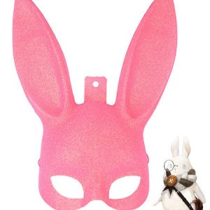 Sexy Bunny Girl Mask Costume Ariana Grande Costume Rabbit Ear Face Black Halloween Masquerade Cosplay Accessories