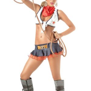 Sexy Cowgirl Costume Deep Grey Halloween Color Block Skirt With Top And Scarf For Women Halloween