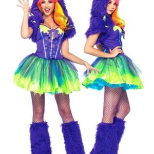 Sexy Monsters University Costume Halloween Women's Royal Purple Faux Fur Jumper With Shoes And Hat Halloween