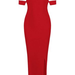 Sexy Off Shoulder Short Sleeve Midi Dress