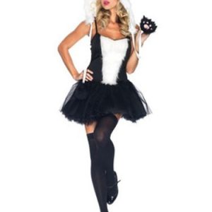 Sexy Panda Costume Halloween Women's Black Faux Fur Jumper With Shoes And Hat Halloween