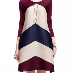 Shift 3/4 Sleeve Casual Ribbed Mini Dress