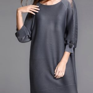 Shift 3/4 Sleeve Simple Midi Dress