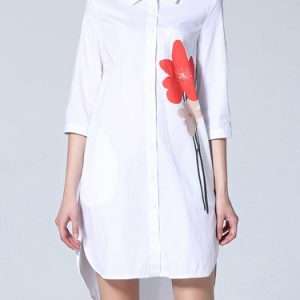 Shift Casual Half Sleeve Cotton-blend Shirt Dress