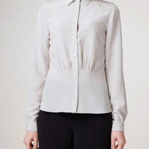 Shirt Collar Work Silk Simple Long Sleeve Blouse