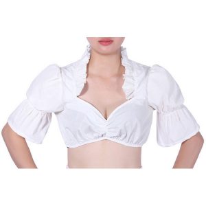 Shirts Medieval Costume Halloween White Women Beer Festival German Off Shoulder Ruffles Lolita Oktoberfest Maid White Crop Top