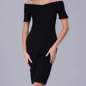 Short Sleeve Bodycon Off Shoulder Elegant Midi Dress