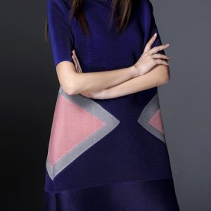 Short Sleeve Crew Neck Casual Color-block Mini Dress