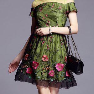 Short Sleeve Floral Crew Neck Casual Mini Dress