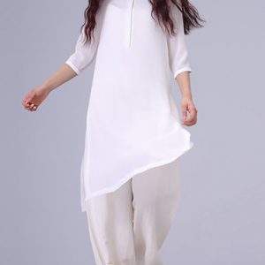 Silk 3/4 Sleeve Simple Plain Tunic