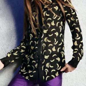 Silk Casual Shirt Collar H-line Long Sleeve Blouse