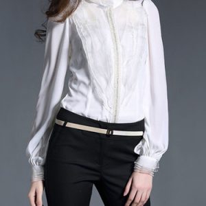 Silk Long Sleeve Elegant Ruffled Blouse