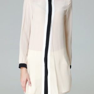 Silk Plain Casual Color-block Blouse