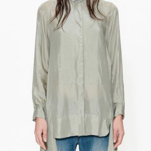 Silk Solid High Low Simple Blouse