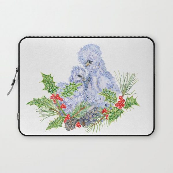 Silkie Chickens - White Christmas Computer Cover by Becca Boyce - Laptop Sleeve - 13"