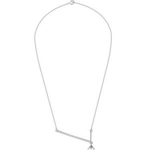 Silver 925 Sterling Silver Imitation Pearl Geometry Life in Dazzles Necklace