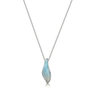 Silver 925 Sterling Silver Leaf Eye of the Ocean Necklace