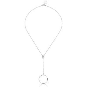 Silver 925 Sterling Silver Round Don't Lose Hoop Necklace