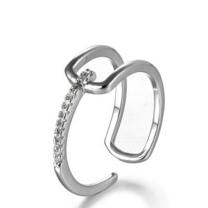 Silver Copper Round Adjustable Link U Ring