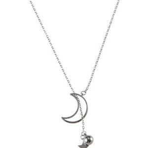 Silver Crescent Synthetic Materials Necklace