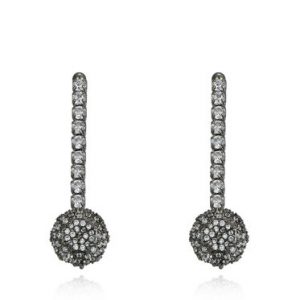 Silver Cubic Zirconia Round Synthetic Materials Earrings