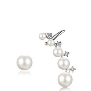 Silver Dazzling Pearl Round Earrings