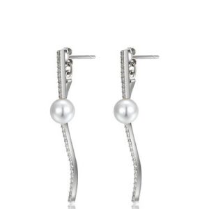 Silver Geometry Pearl 925 Sterling Silver Earrings