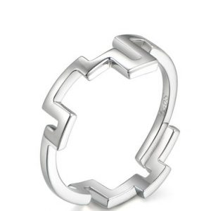 Silver Geometry Zig Zag 925 Sterling Silver Ring