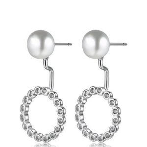 Silver Imitation Pearl Round 925 Sterling Silver Karma Intense Earrings