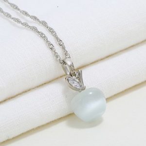 Silver Metal Cherry Pendant Necklace for Women - One Size