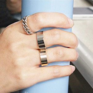 Silver Metal Hollow Design Ring Set - One Size