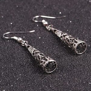 Silver Metal Long Bell Decorated Earrings for Woman - One Size