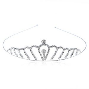 Silver Metal Rhinestone Embellished Crown Hairband - One Size