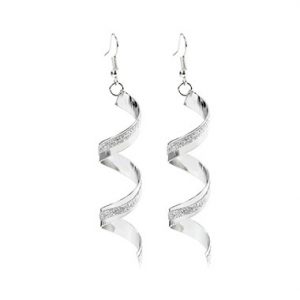 Silver Metal Spiral Hook Earrings for Women - One Size