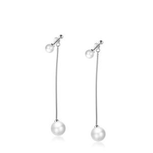 Silver Pearl Drop Bead 925 Sterling Silver Round Earrings