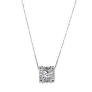 Silver Reel Bling Cubic Zirconia Silver Round Necklace