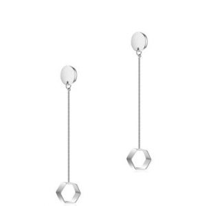 Silver Synthetic Materials Geometry Earrings