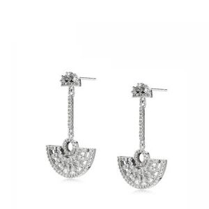 Silver Synthetic Materials Geometry Zircon Ice Eye Earrings