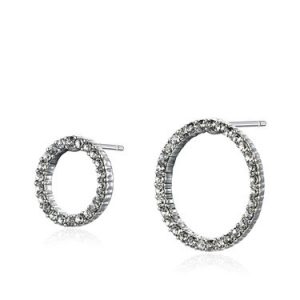 Silver Synthetic Materials Round World of Upside Down Earrings