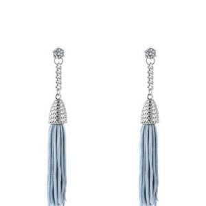 Silver Synthetic Materials Tassel Rule of Fringe Earrings